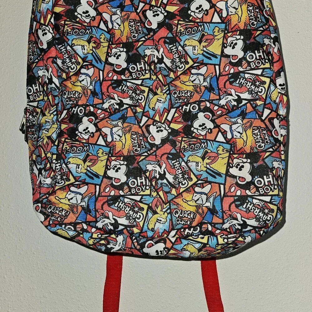 Disney Parks Mickey Mouse Lightweight Backpack Red Black Oh Boy Donald Goofy